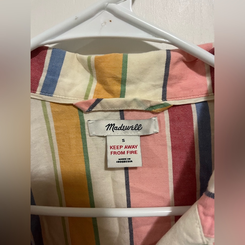 Madewell Bedtime Rainbow Stripe Pajama Short Sleeve Women’s Size Small - Picture 4 of 6